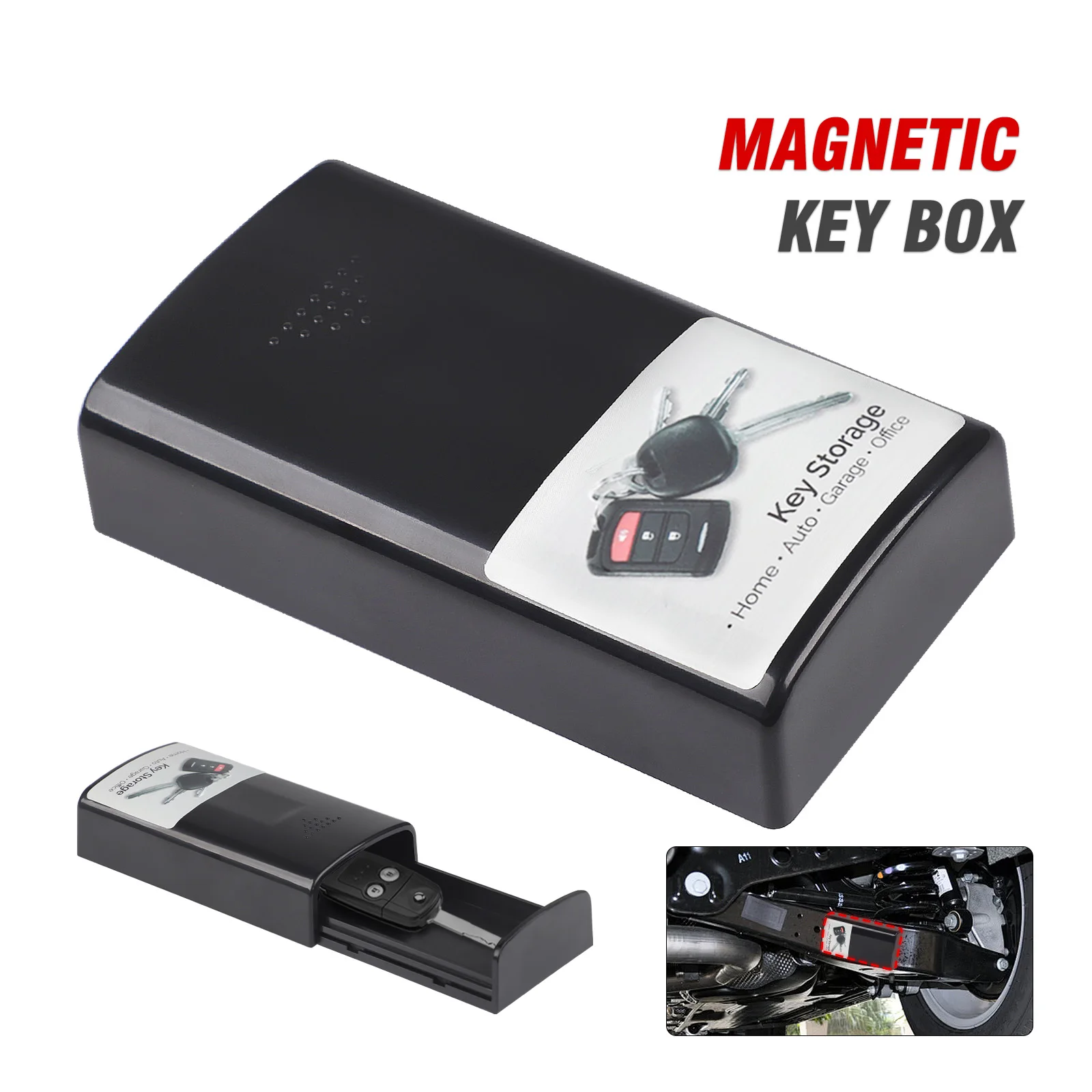 

Magnetic Key Box Waterproof Portable Under Car Hide Key Holder Rustproof Hider Multifunctional Storage Box for Car Office Travel