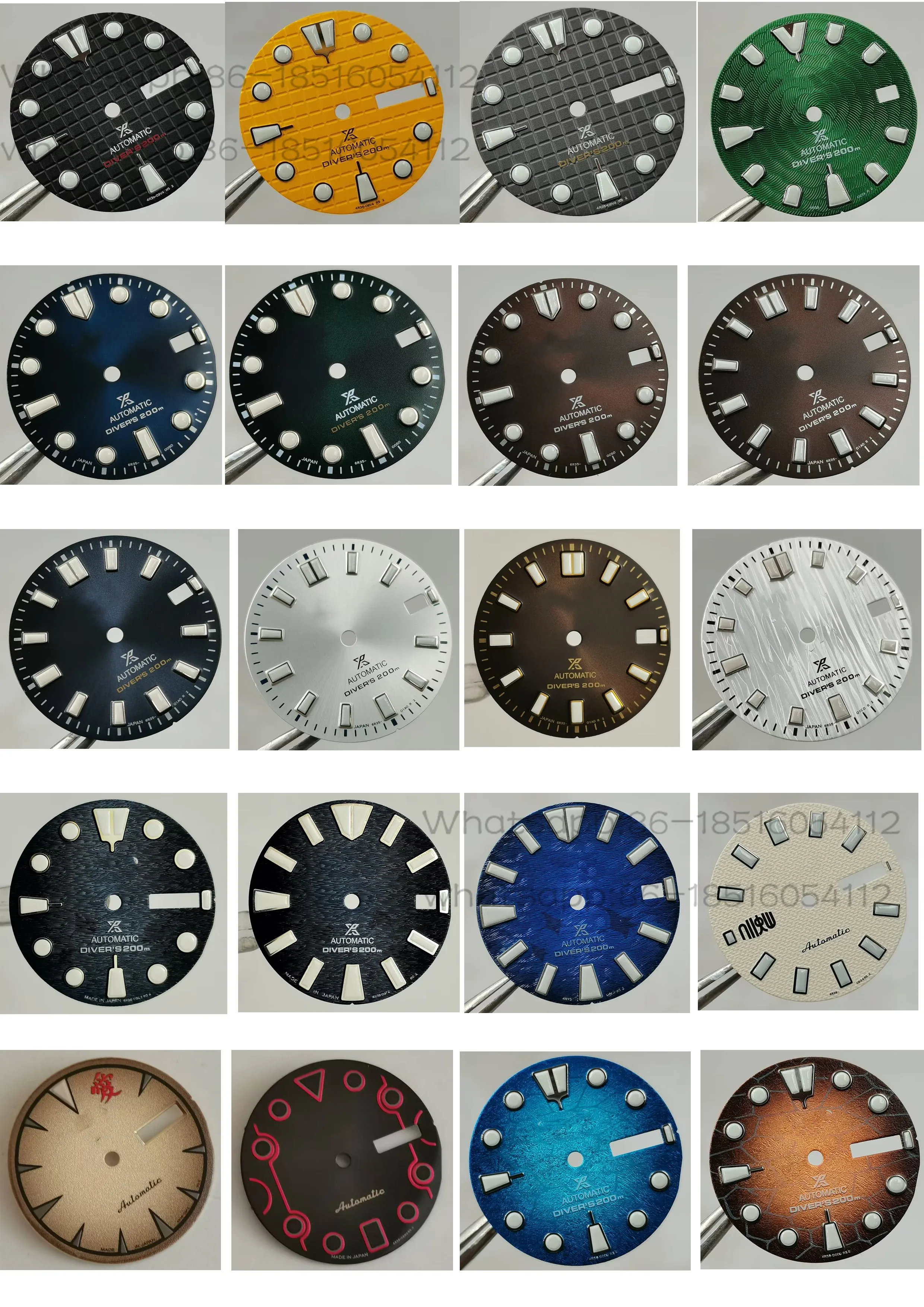 Image of 28,5mm Multi-Style Taucher-Zifferblatt-Kollektion | 24 Texturen Kompatibel mit NH35/6R35 Uhrwerken OEM Zifferblatt mit Logo