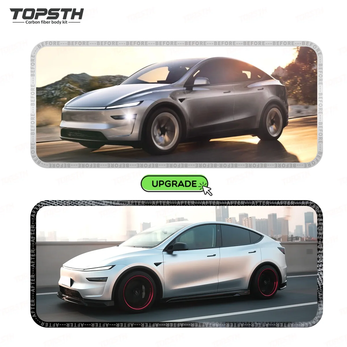 TOPSTH Style ABS Sport Body Kit for Tesla Model Y 2025+ Juniper Rear Diffuser Side Skirts Front Lip Upgrade