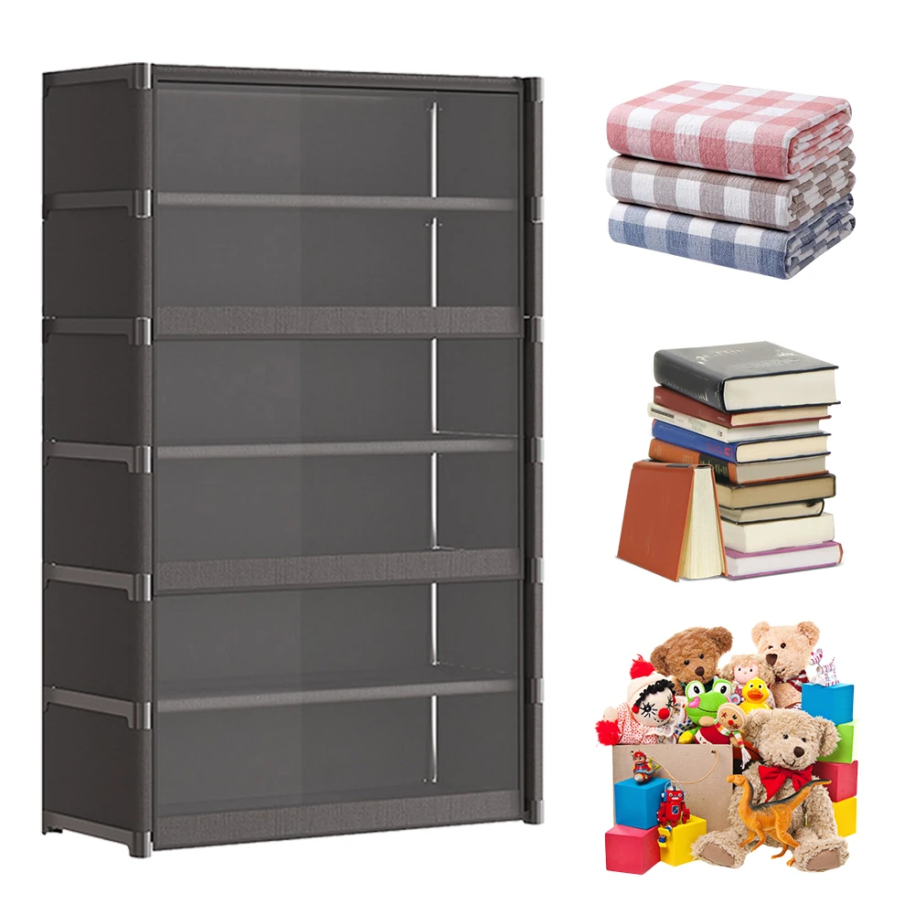 

7 Tiers Shoe Storage Cabinet with Lid Dustproof Flip Door for Shoes Bags Clothes and Books Home Organization