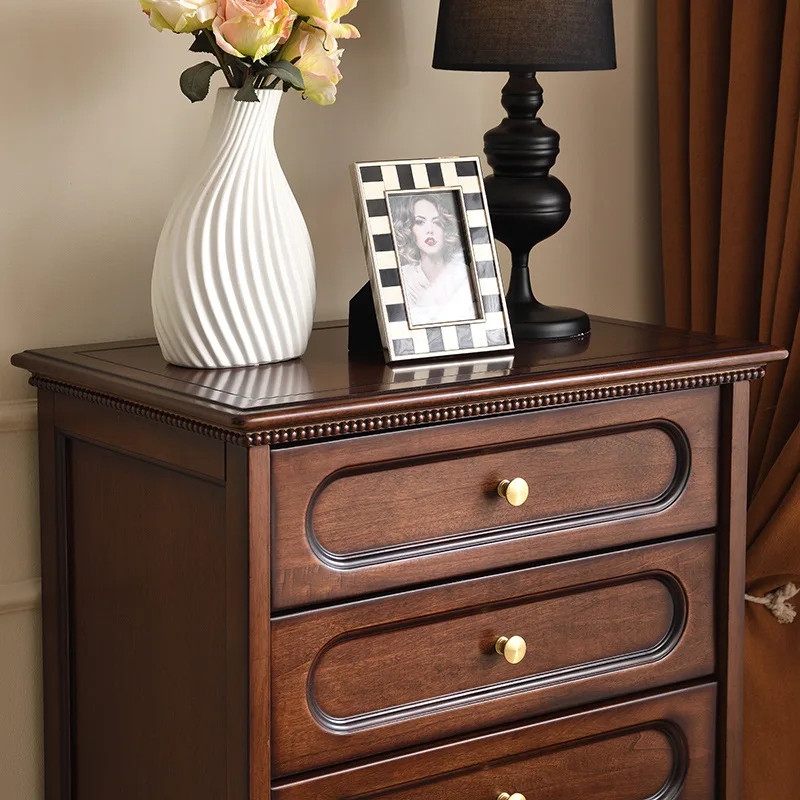 

Medieval style chest of drawers Solid wood storage cabinet Bedroom locker Living room wall drawer cabinet American retro cabinet