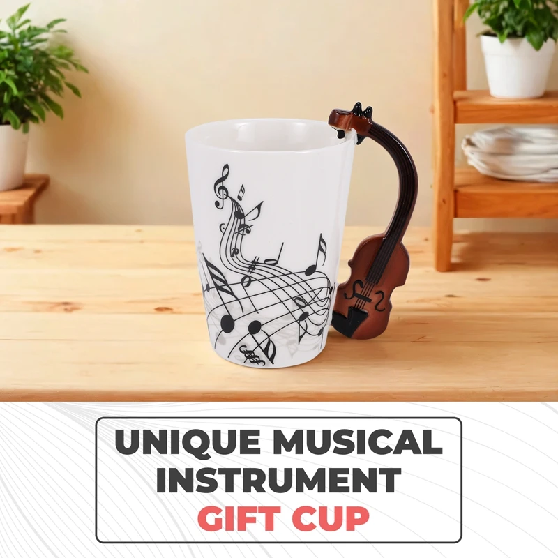 ABZV-Creative Novelty Handle Ceramic Cup Free Spectrum Coffee Milk Tea Cup Personality Mug Unique Musical Instrument Gift Cup