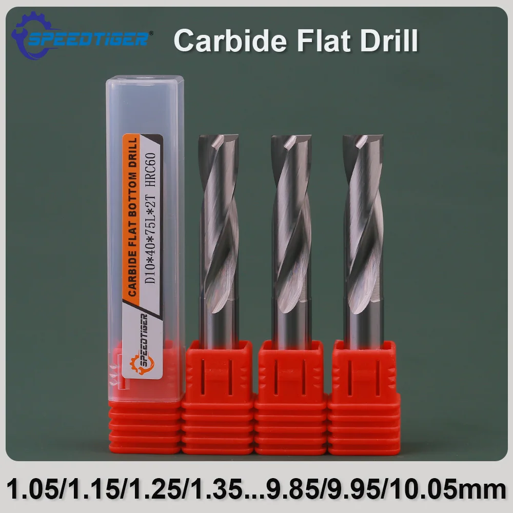 SPEEDTIGER Flat Bottom Drill 180° Inclined Curved Surface Bottom Hole Making High Precision 1.05-10.05mm for Non-metal Aluminum