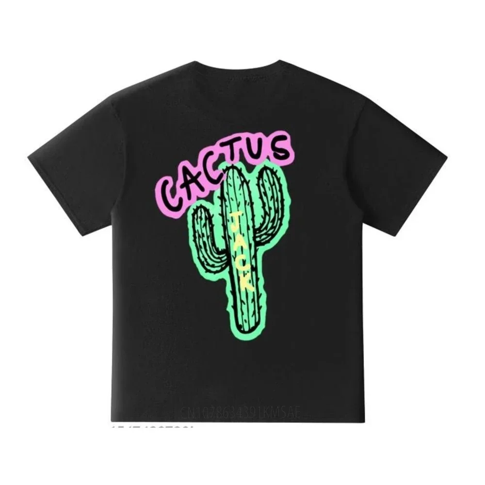 New Fashion Travis Tour Cactus Net Kanye Men's And Women's Loose T-Shirt Funny Design Hip Hop Streetwear