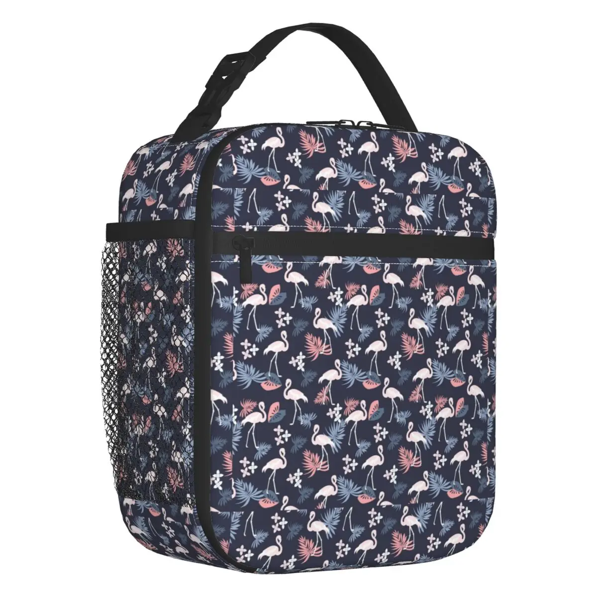 Custom Flamingo Bird Seamless Pattern Lunch Bag Women Cooler Warm Insulated Lunch Box for Kids School