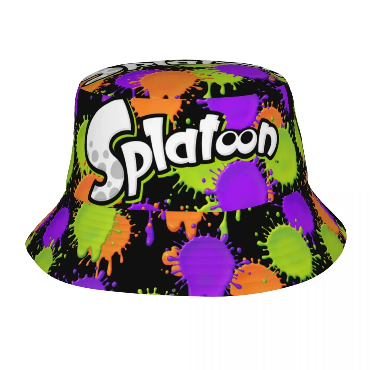 Splatoon Game Bob Hats Summer Beach Hatwear Accessories Colorful Graffiti Fishing Cap for Hiking Women Men Session Hats Packable