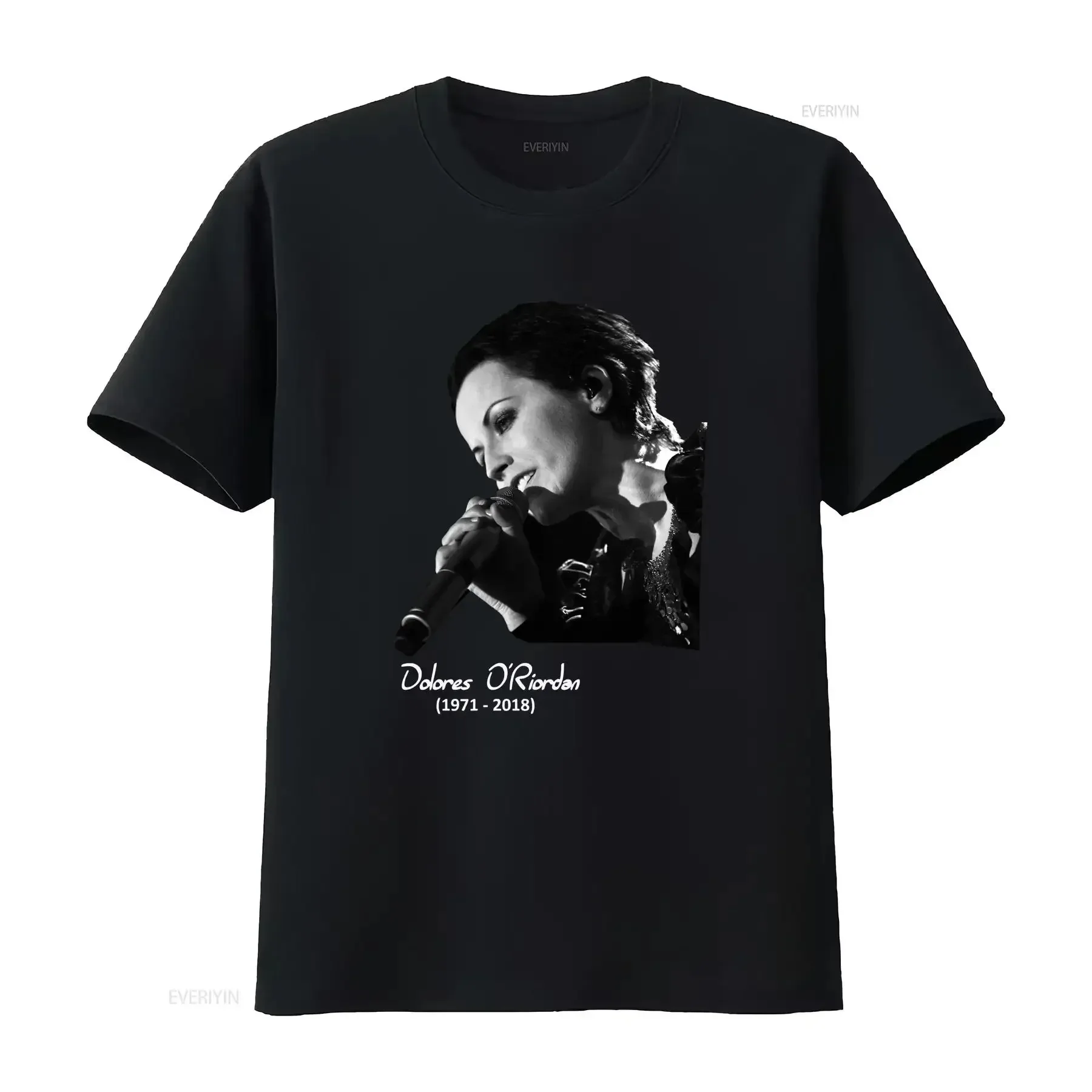 Dolores O'riordan تي شيرت التوت البري الأسود FN1412 خمر غسلها موضة الشارع الشهير أوم للجنسين تنفس أنيق