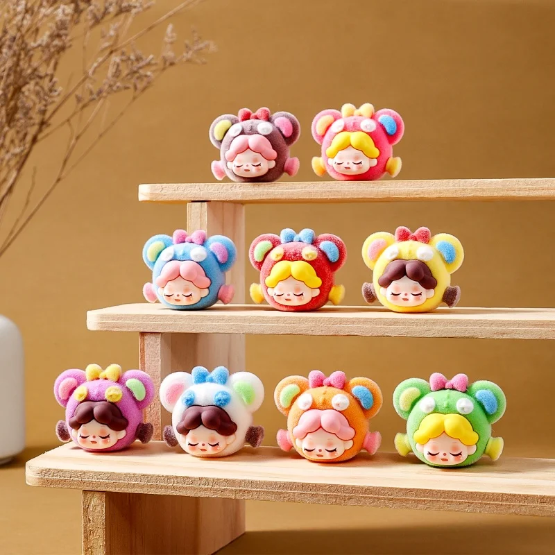 

Cute Flocking bear head cute grain doll ornaments trendy toys blind box accessories blind bag pendant desktop Birthday Gift