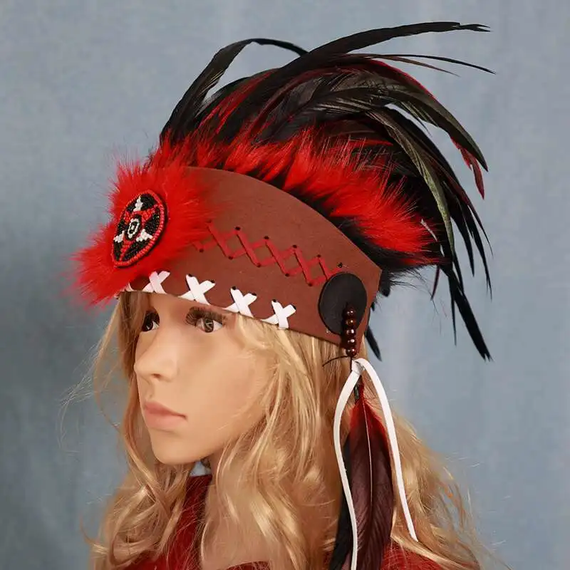 couvre-chef-indien-plume-bandeau-chef-chapeau-fete-performance-chef-hatstage-photographie-defile-de-mode-accessoire