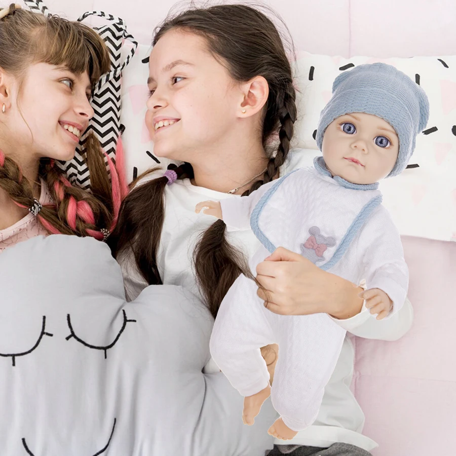 New 14 Inch Doll Set Cloth Body Doll Including The Clothes 35cm Fashion Blue Soft Baby Doll