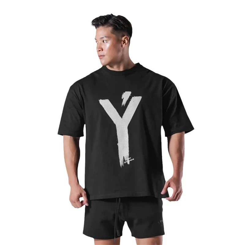 Best summer LYFT collaboration men's oversized cotton short-sleeved T-shirt, short-sleeved off-shoulder top