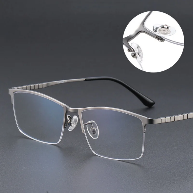 DIEDIESEE New High-Quality Anti-Blue-Light Half-Frame Men's Pure Titanium Simple Business Customizable Prescription Glasses 5002