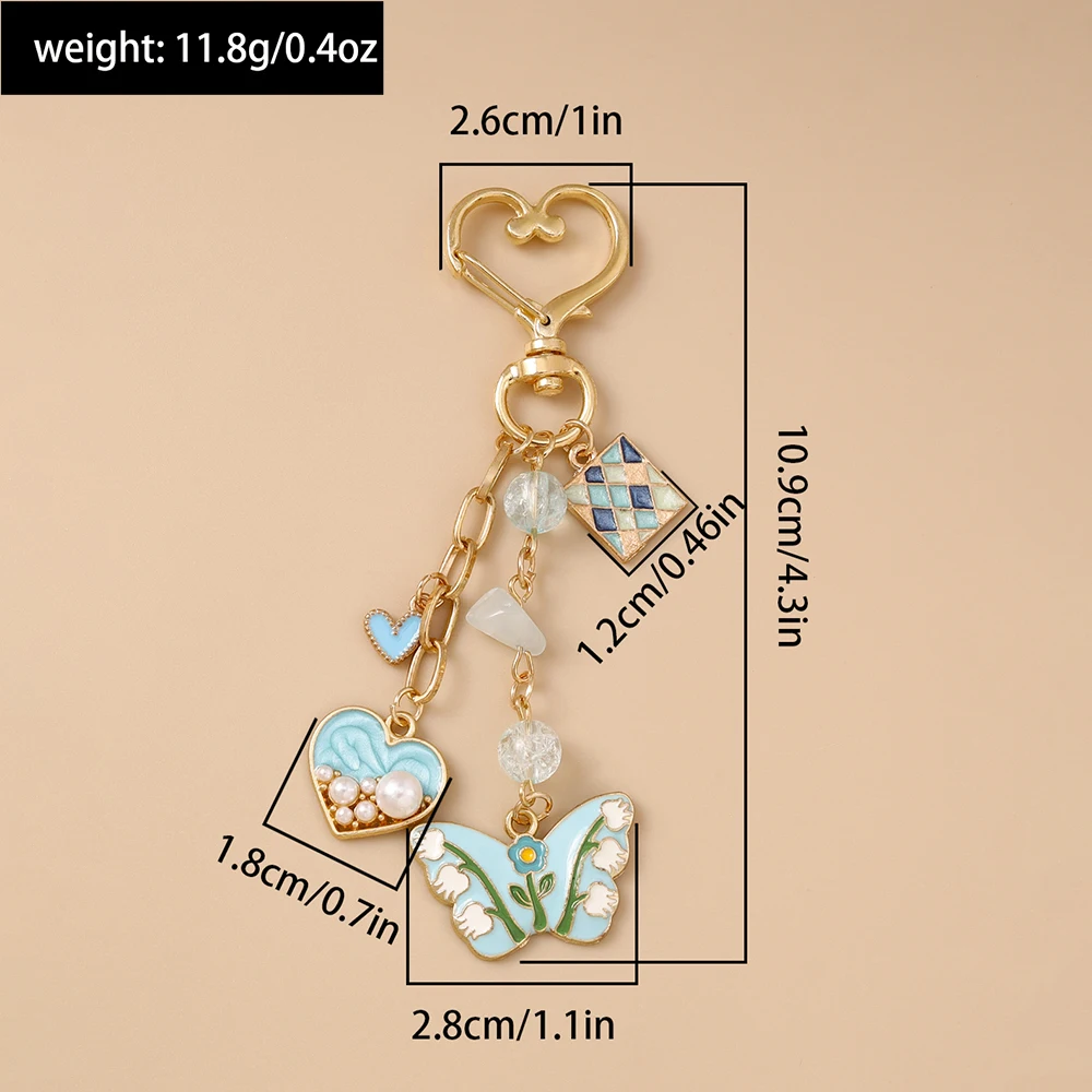 Aihua Niedlicher schicker Schmetterlings-Schlüsselanhänger, Y2K-Kristall-Schmetterlings-Schlüsselanhänger für Frauen und Mädchen, Handtaschen-Anhänger, Schmuckstücke, Schmuck, Geschenke – Detail 8
