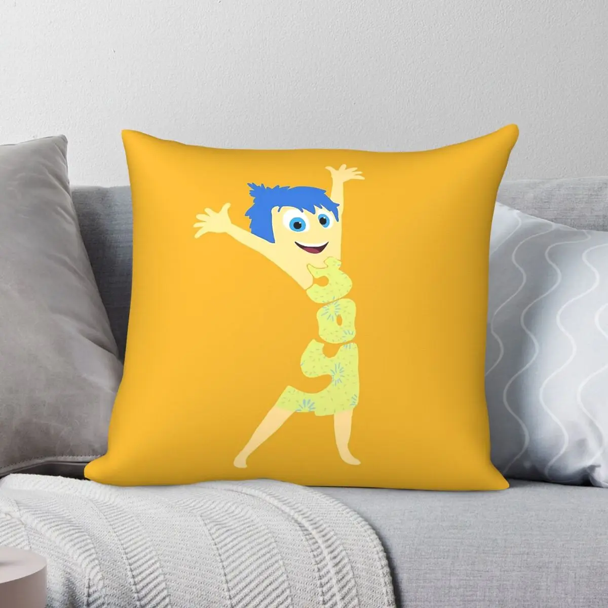 Inside Out Joy Square Pillowcase Polyester Linen Velvet Printed Zip Decor Pillow Case Home Cushion Cover 18