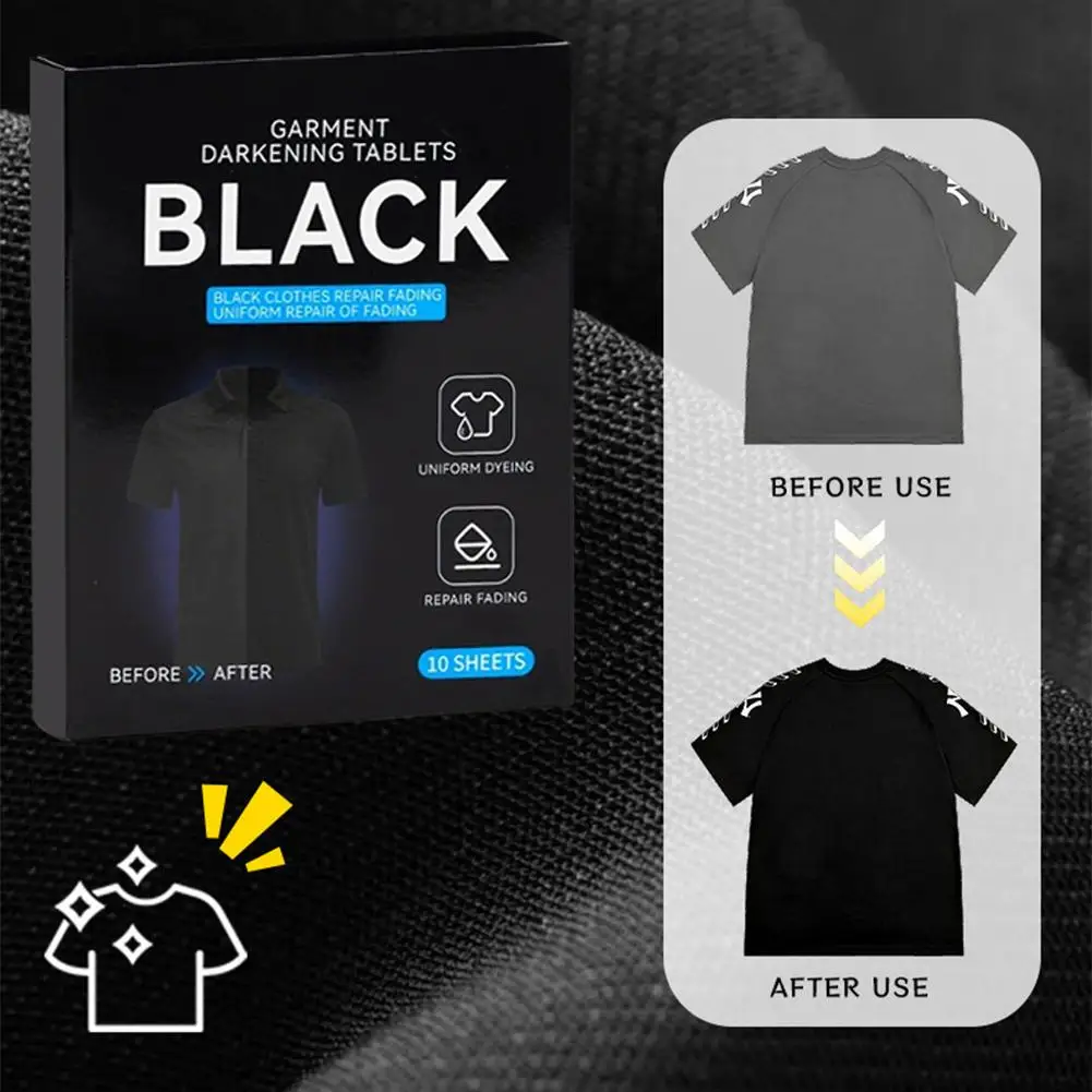 Clothes Blackening Dyeing Laundry Tablets Non-woven Black Color Enhanced Tablets  Restore Faded Black Clothes Protection Sheets