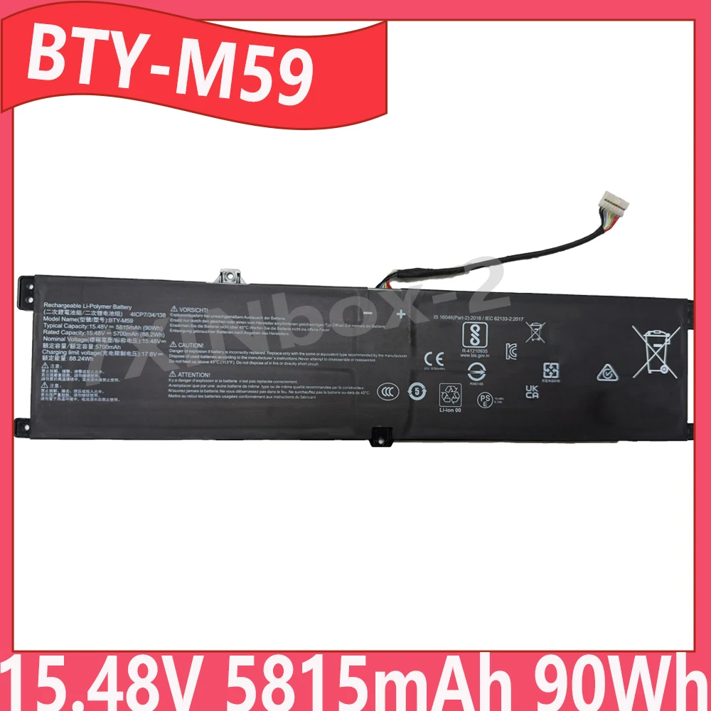 New BTY-M59 15.48V 5815mAh 90Wh Laptop Battery For MSI Crosshair 16 HX Pulse 17 AI C1V C1VFKG D14VFKG C1VGKG