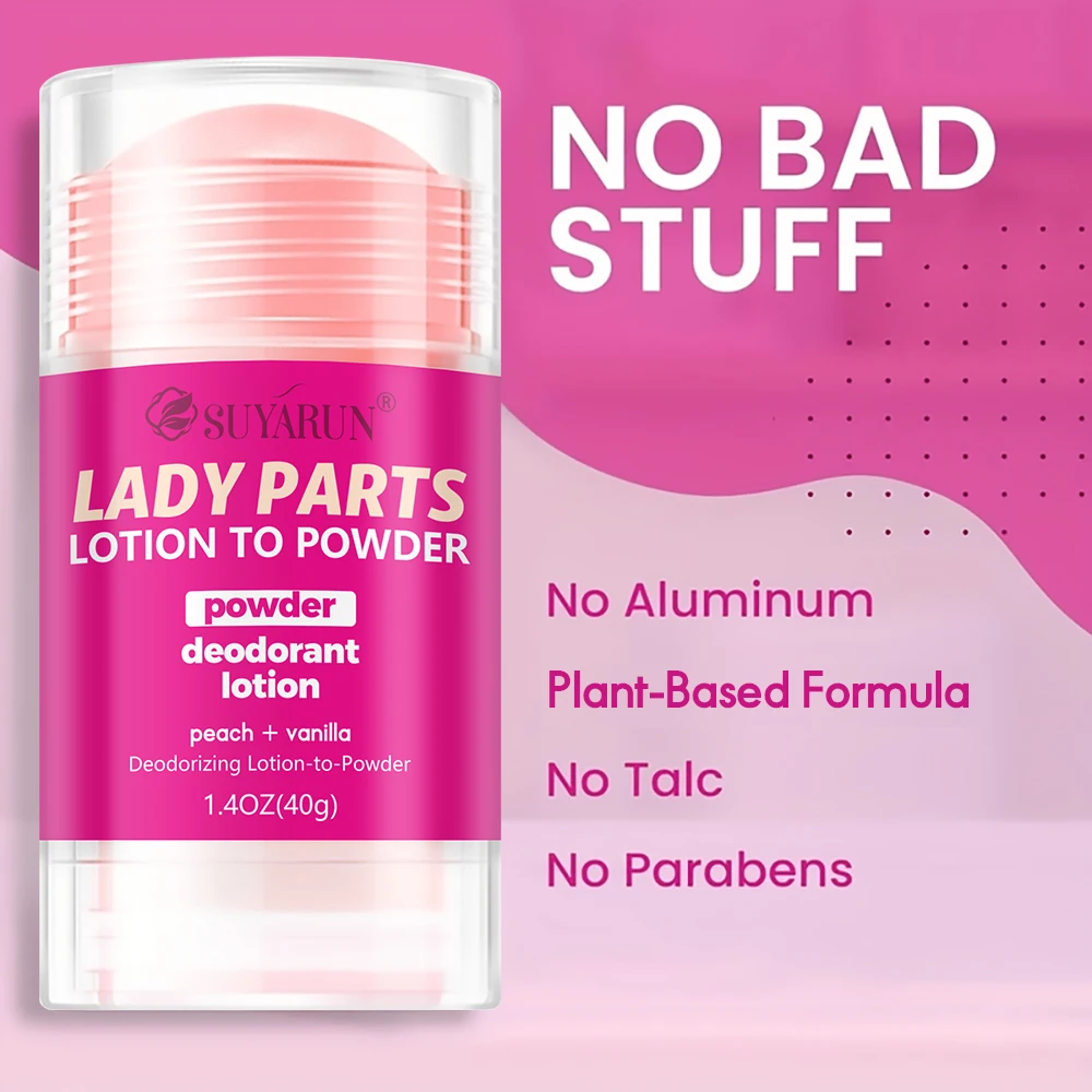 SUYARUN Peach Body Deodorant Stick for Women, Natural Herbal Extract, 24H Sweat & Odor Control, No White Marks, Fresh & Soft.