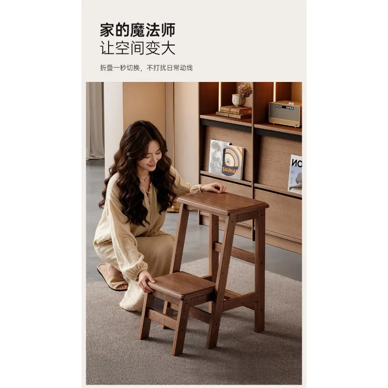 Solid wood ladder dual-purpose household multi-functional ladder folding stool climbing steady
