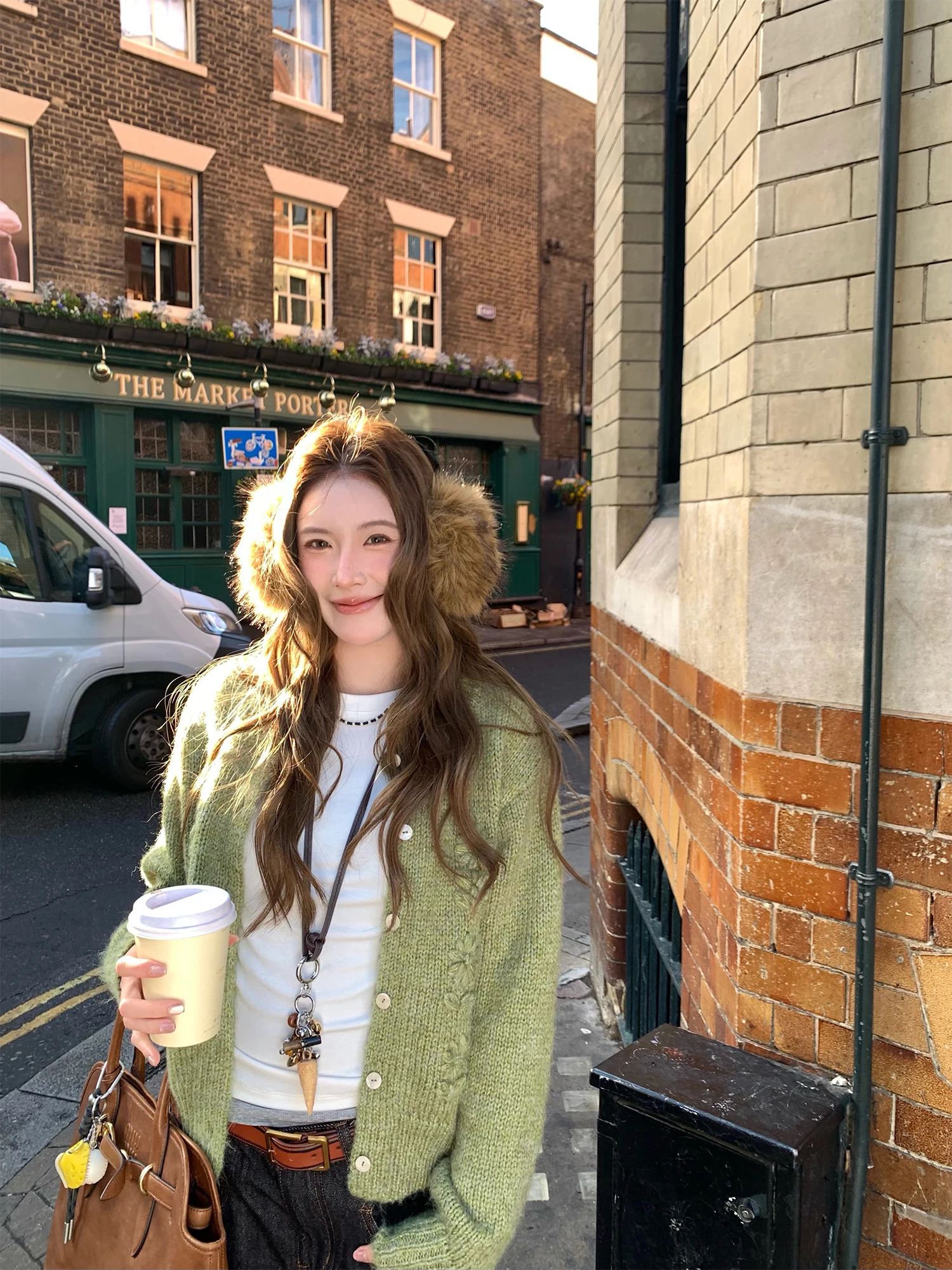 

Handmade Knitted round Ne Open Cardigan PPLAND Western Musical Drama Sle Soft Polyester Fiber Long Sve Plant Floral Pa...