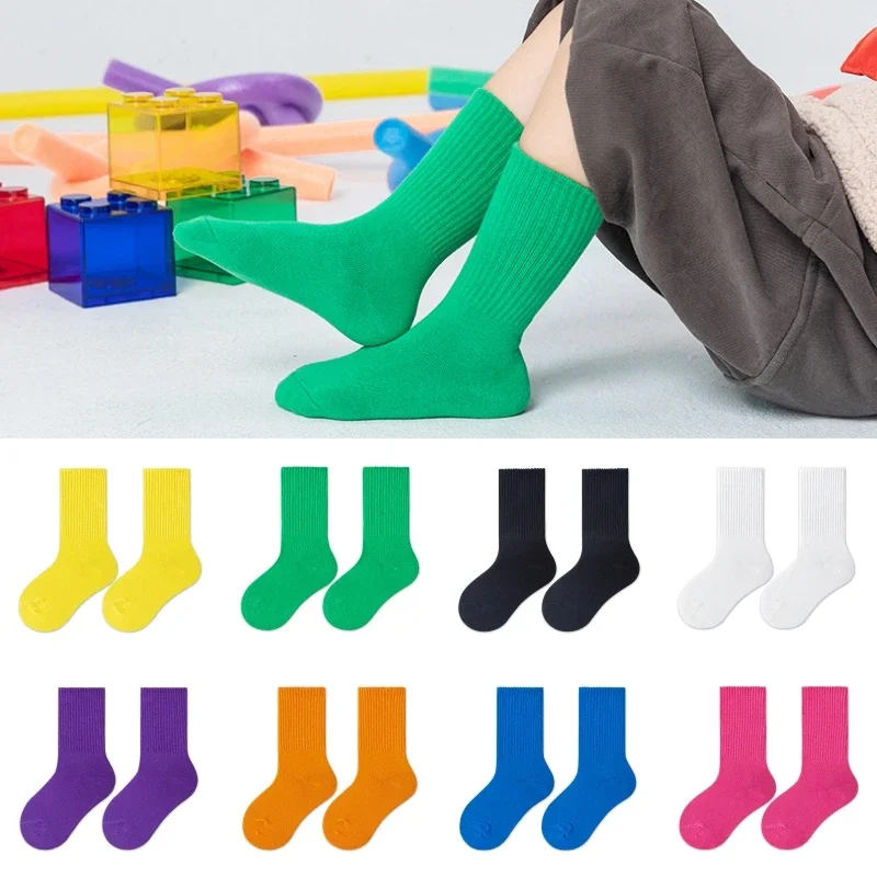 Calcetines largos de media pantorrilla para niños y niñas, medias a rayas, uniforme de estudiante escolar, ropa deportiva, primavera y otoño