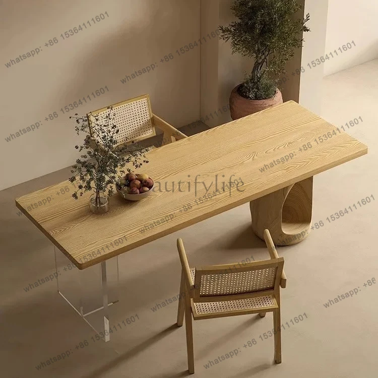 Solid Wood Large Board Table Acrylic Floating Dining Table Home Living Room Creative Desk Coffee Table
