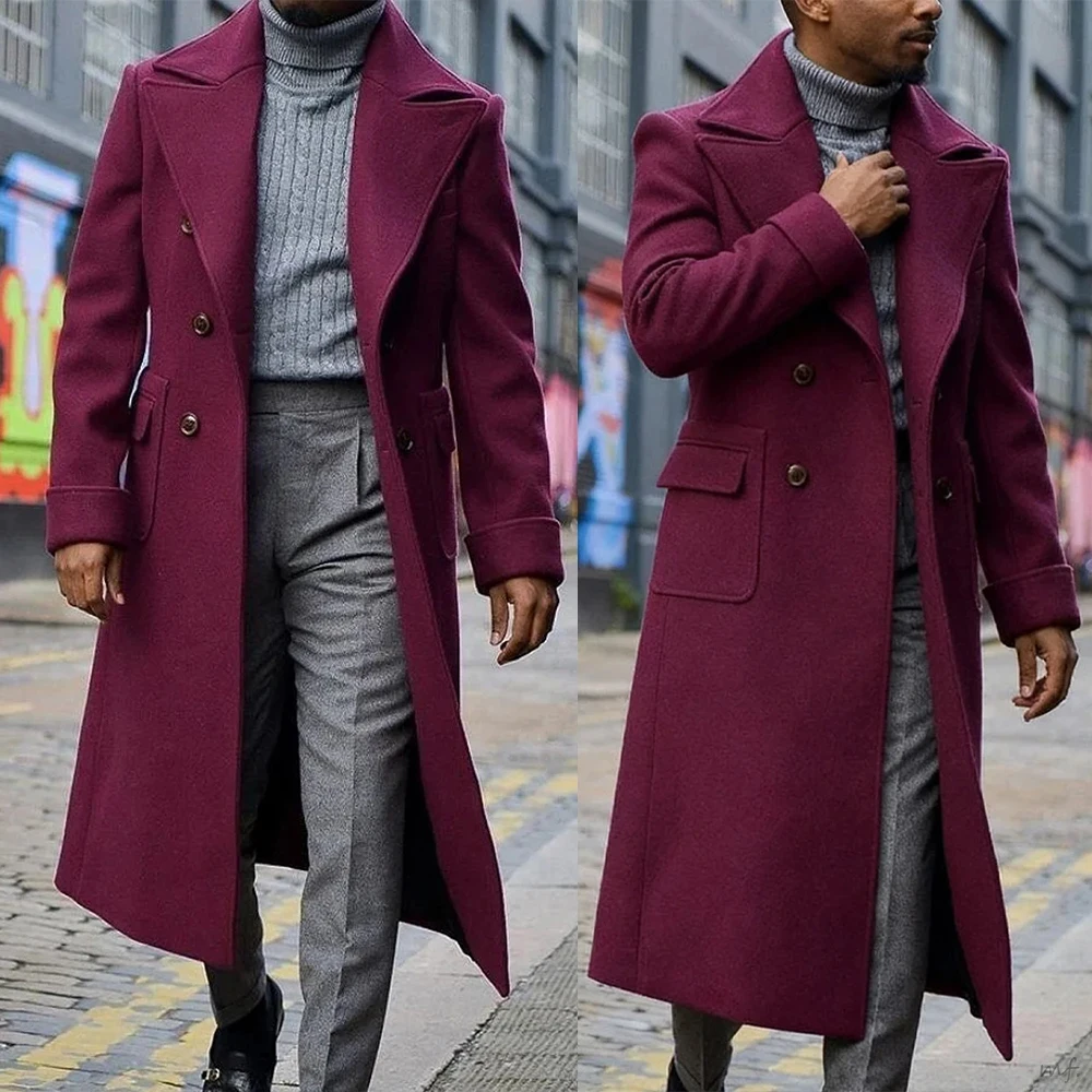 Customized Winter Windproof Trench Coat Warm Thick Jacket Double Breasted Hunting Costumes Formal Long Jacket One Piece