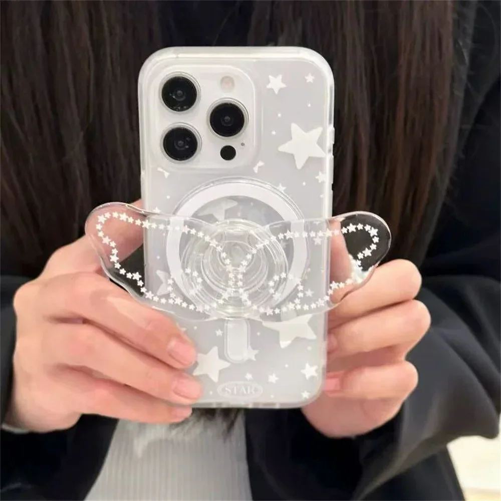 

Coréen Clair Blanc Aile Étoile Поддержка Magnétique Poignée Tok Griptok Поддержка Téléphone Поддержка Pour Pad Magsafe Smart Tok