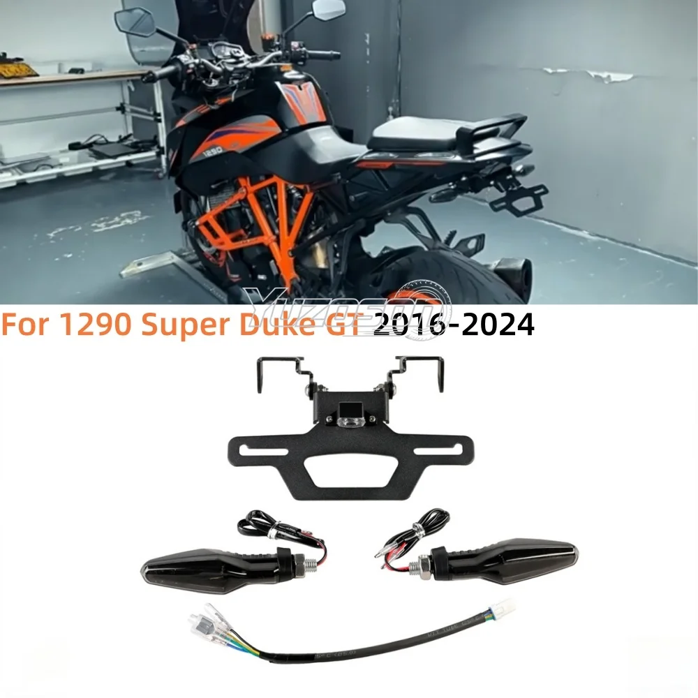 For 1290 Super Duke GT 2016-2024 Motorcycle Adjustable License Plate Bracket 1290GT Fender Eliminator Frame Holder Turn Signals