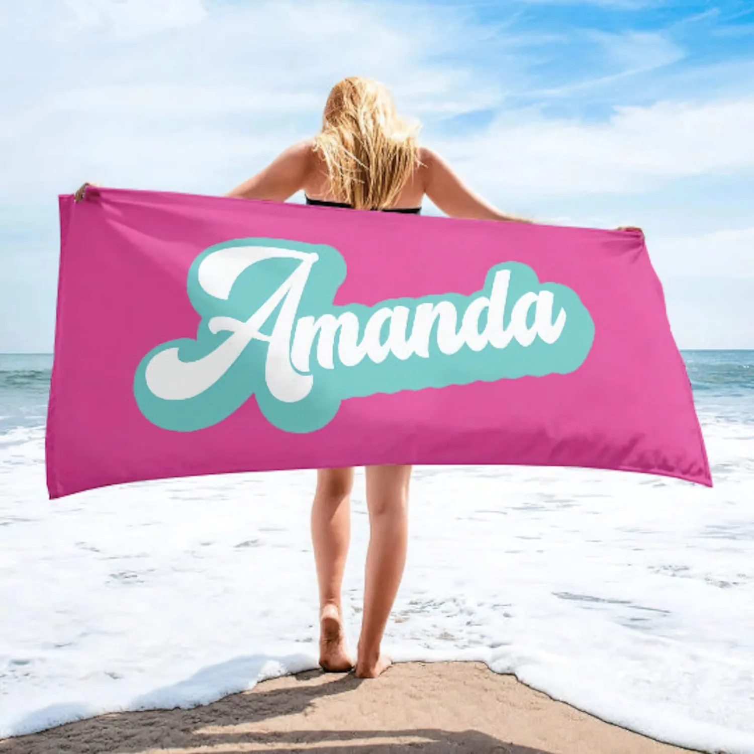 1pc Custom Name Beach Towel Personalized Microfiber Towel for Wedding Party Souvenir for Beach Swimming Bath Yoga Seaside