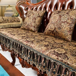 European Style Sofa Covers Luxury Solid Chenille Anti-slip Couch Cushion Living Room Sofa Armchair Towel Slipcover Home Decor