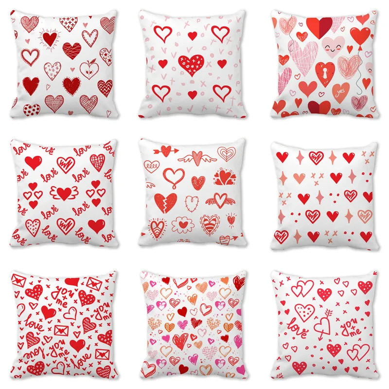 

Домашний декор с узорами в форме сердца для любви, наполненный домашний узор, чехол для подушки, подходит для дивана, спальни, автомобиля, наволочки
