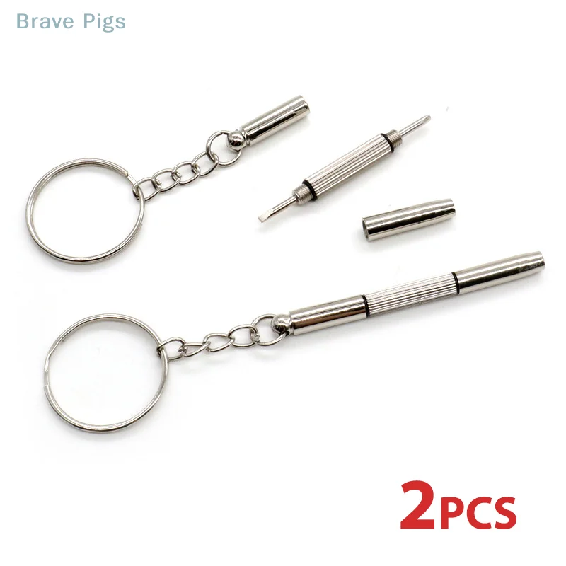 2Pcs 3 In 1 Mini Screwdriver Keychain Glasses Phone Watch Screw Repair Tool Household Hand Tool
