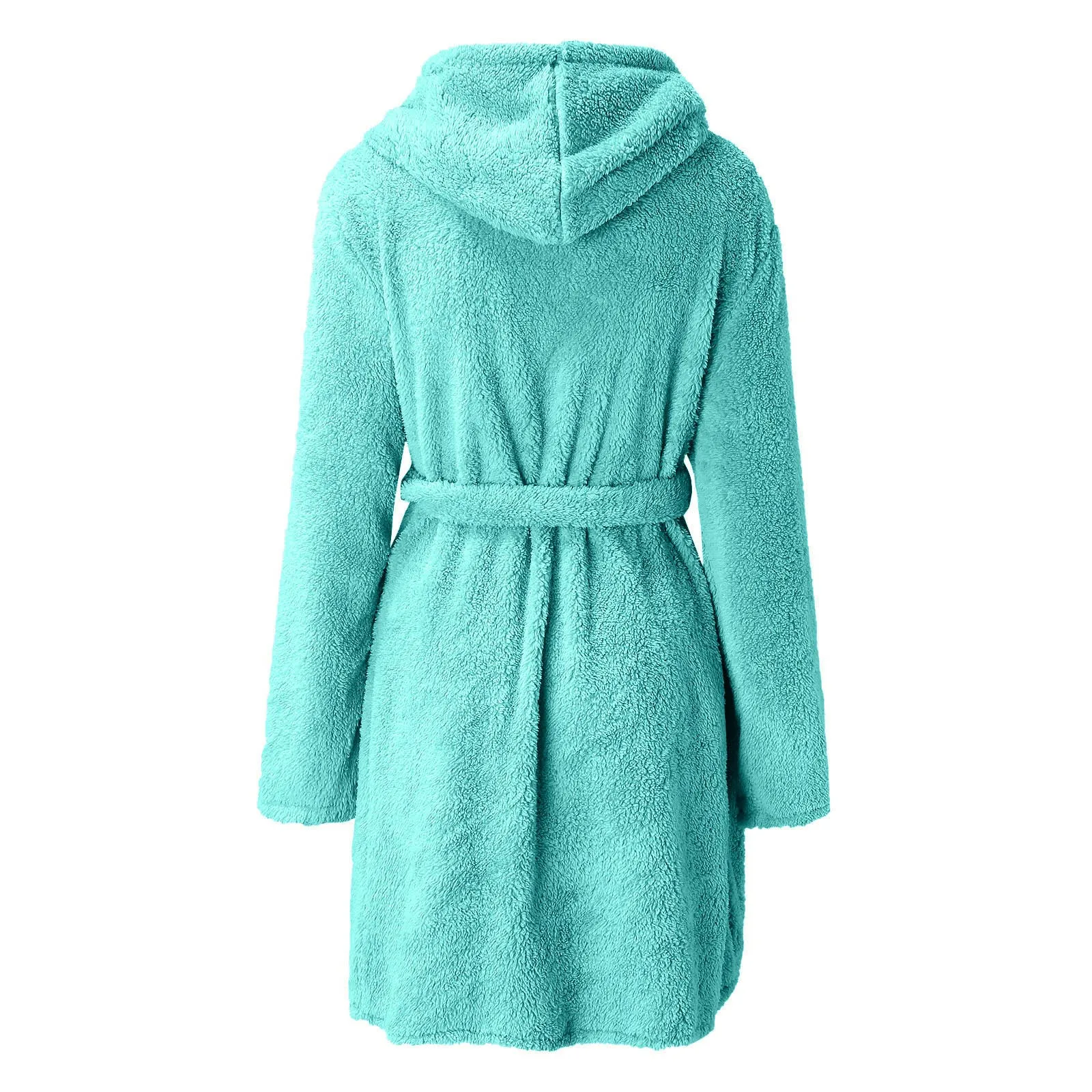 Soid Color Warm Winter Robes For Ladies 2022 Plush Pajamas Robes with Belt Women Hooded Homewear Bathrobe Sleepwear Women