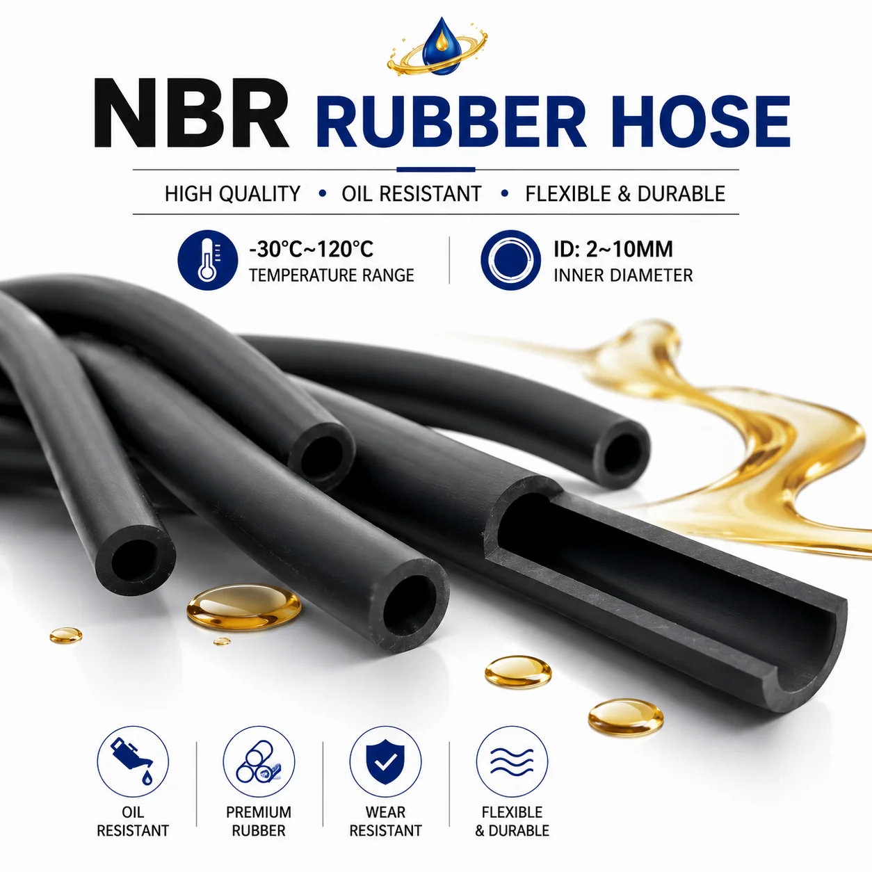 NBR Fuel Line Nitrile Rubber Hose ID 2-10mm Diesel Petrol Water Tube Engine Pipe For Car/Motorcycle