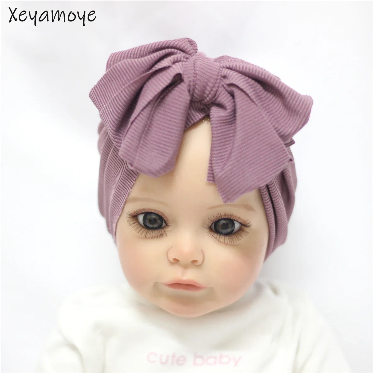 

Детская шапка с большими бантами, мягкий тюрбан для новорожденных, однотонный эластичный полосатый узор для девочек и мальчиков, повязка на голову с бантом, шапка для малышей, шапочки