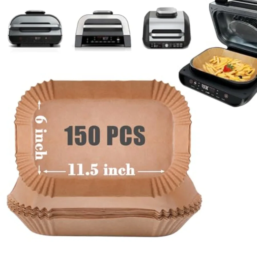 Parchment Paper Liners 150 Pcs for Ninja Foodi Smart XL, Air Fryer Liners Disposable Rectangle Accessories Fit Ninja Grill FG55