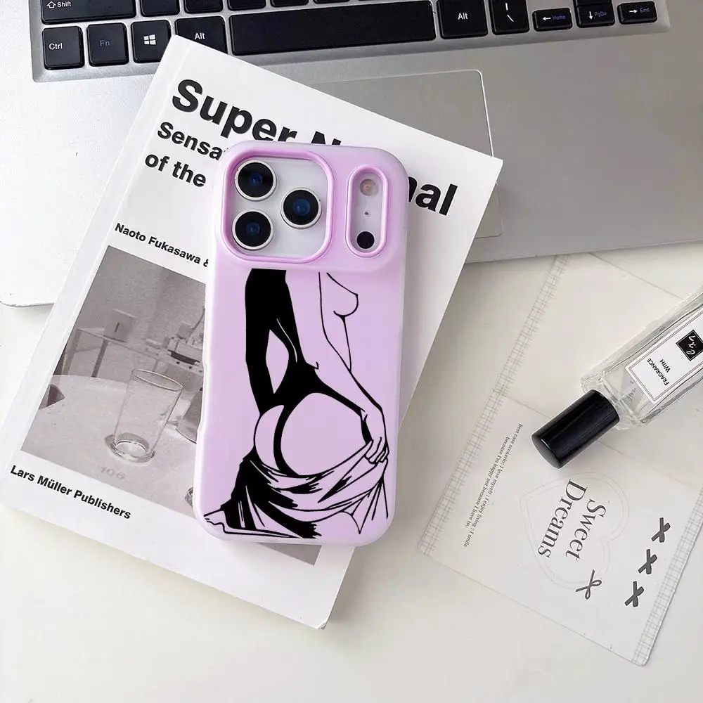 Nude woman Line Art Phone Case For iPhone 17 16 15 14 13 12 11 Pro Max Plus Case Clear Jelly Shockproof Soft view 3