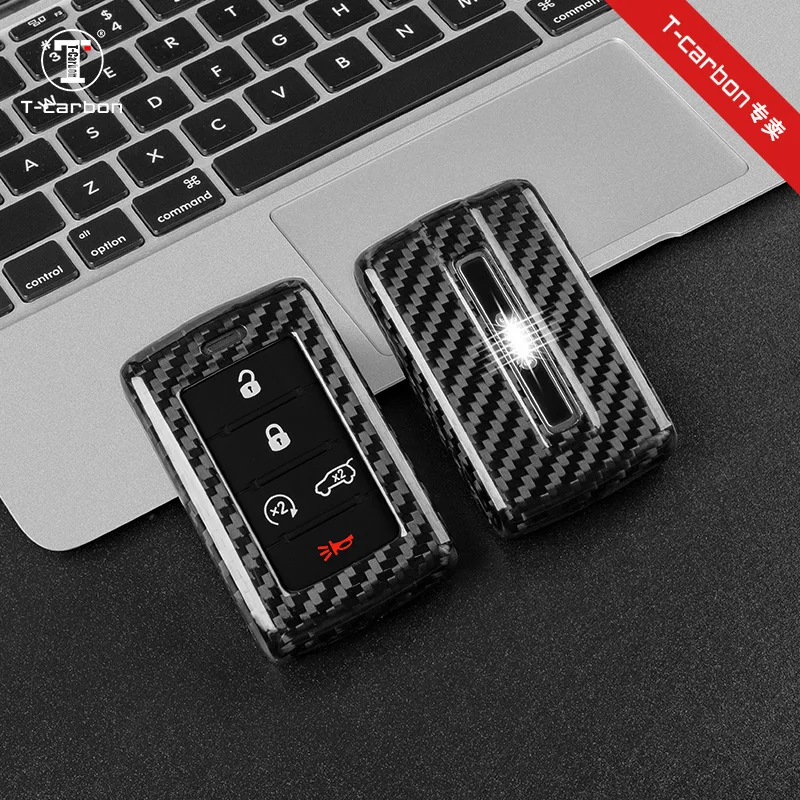 

[Материал из настоящего углеродного волокна] чехол для автомобильного ключа для ключа JeepWagoneer Cherokee, запчасти для ключей