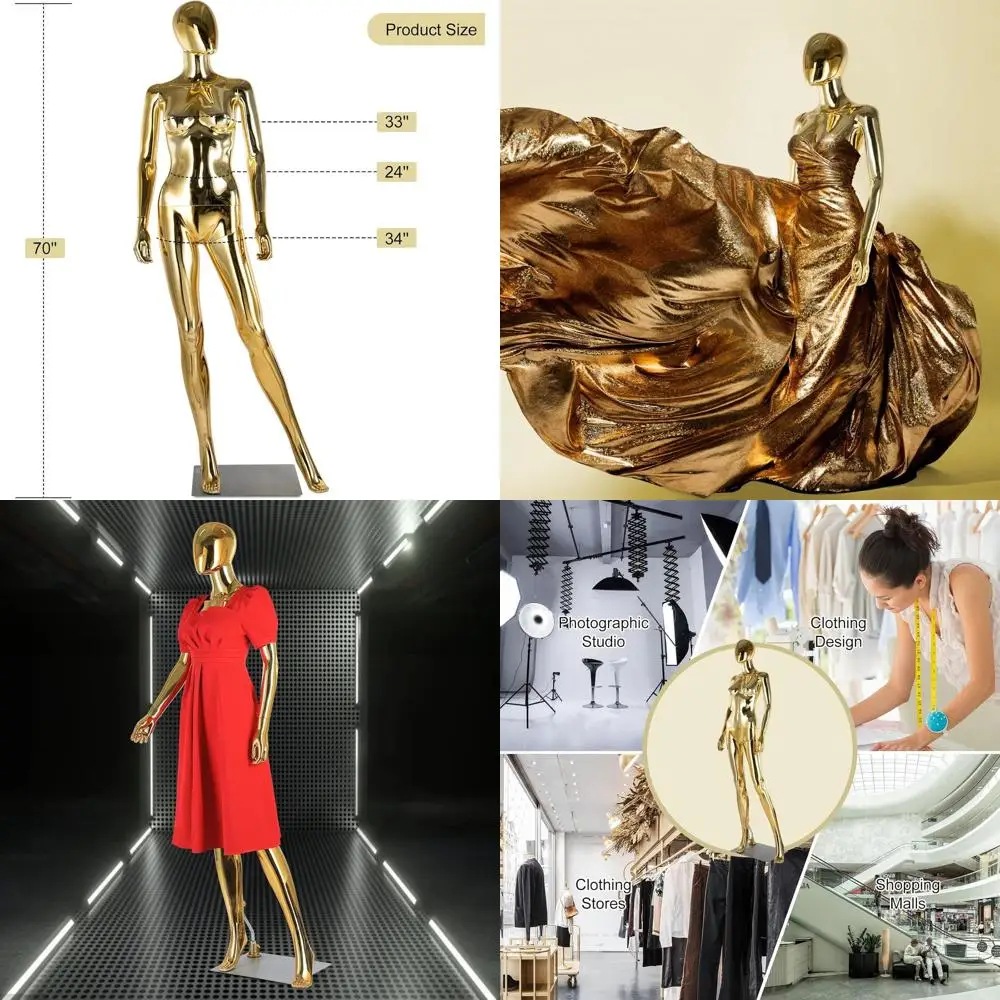 

70 Full Body Female Mannequin with Adjustable Stand, Realistic Look, Detachable Plastic for Display