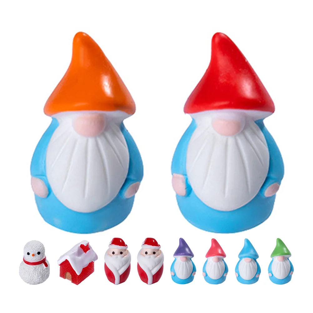 10 Pcs Decorations Santa Claus Bauble Mini Snowman Figurines Tiny Resin Miniatures Model Craft Christmas Ornaments Elder