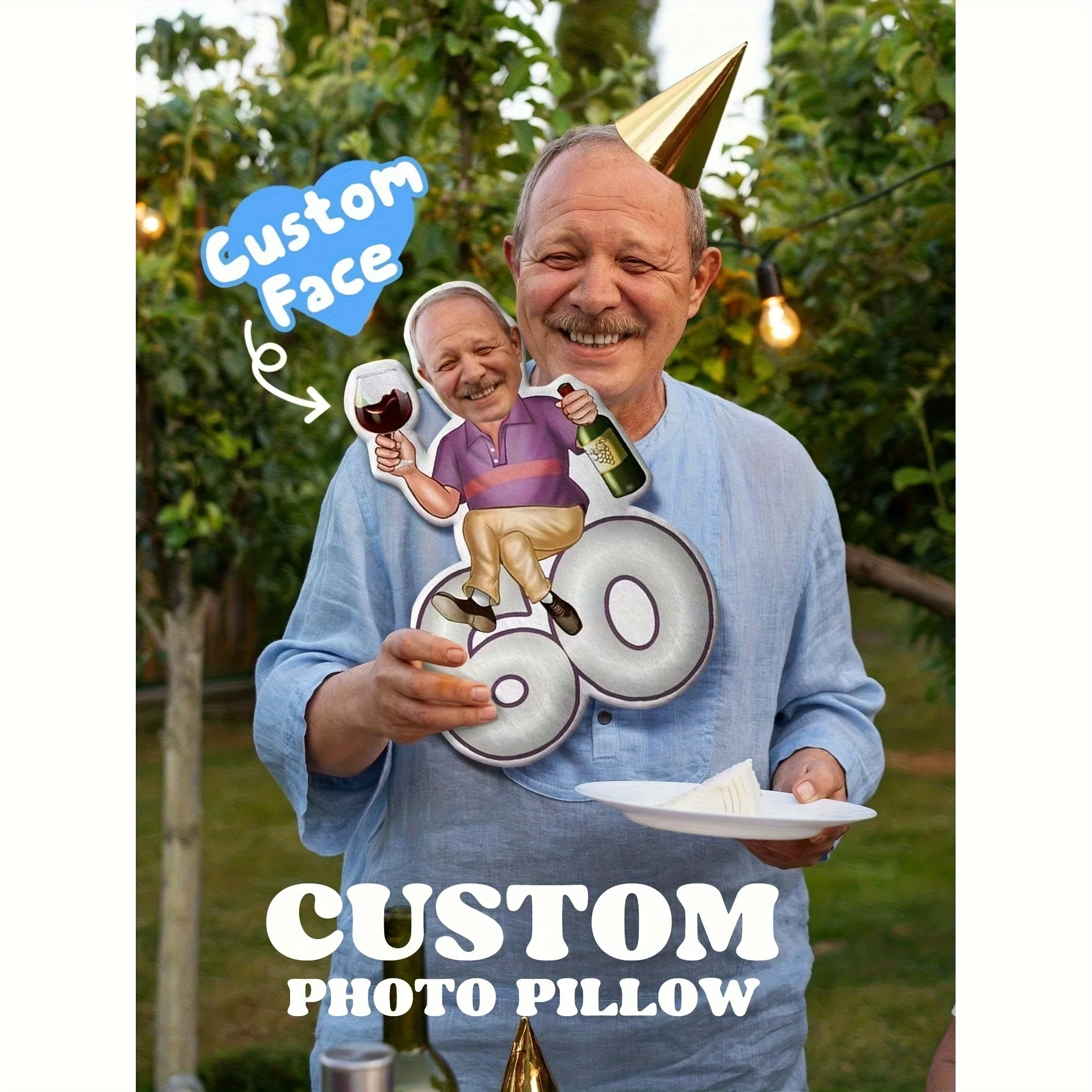 Coussins personnalisés avec photo - Coussins à motifs de dessins animés personnalisés, téléchargez une photo pour offrir à papa, mari, grand-père et aux proches ou
