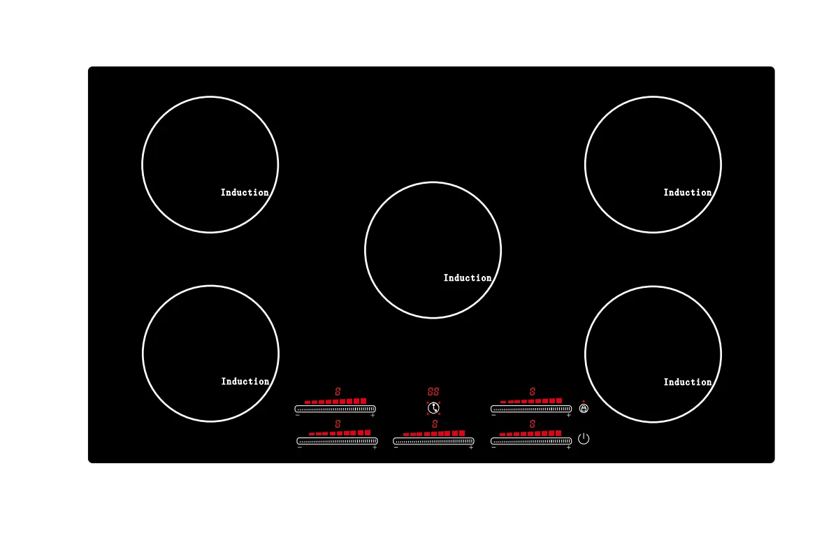 Built in 5 Burners Induction Hobs 9800W Double Burners Hot Pot Electrical Stove Electric Cooktops