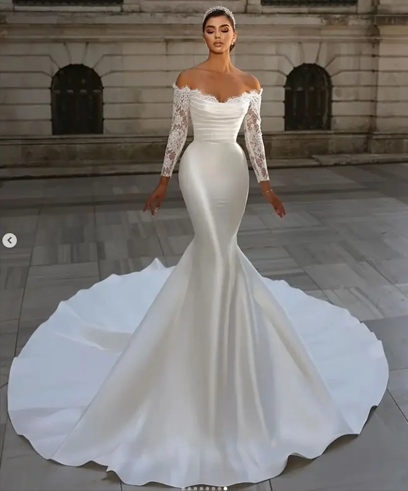 Elegant Fashion White Off The Shoulder Mermaid Evening Dresses Formal Banquet Prom Gowns Vestidos De Fiesta