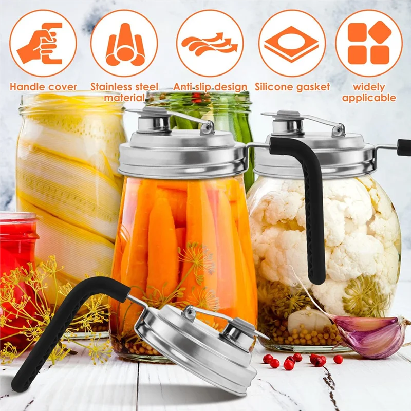 

A89Q-Mason Крышки для наливания банок с широким горлышком и ручками Герметичные крышки для консервных банок с откидной крышкой Герметичные крышки