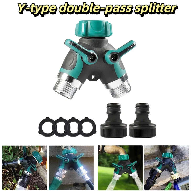 

1Pc High Quality EU/US 3/4 Inch 2 Way Garden Hose Splitter Garden Tap Y-Type Watering Connector Distributor For Outdoor Faucet