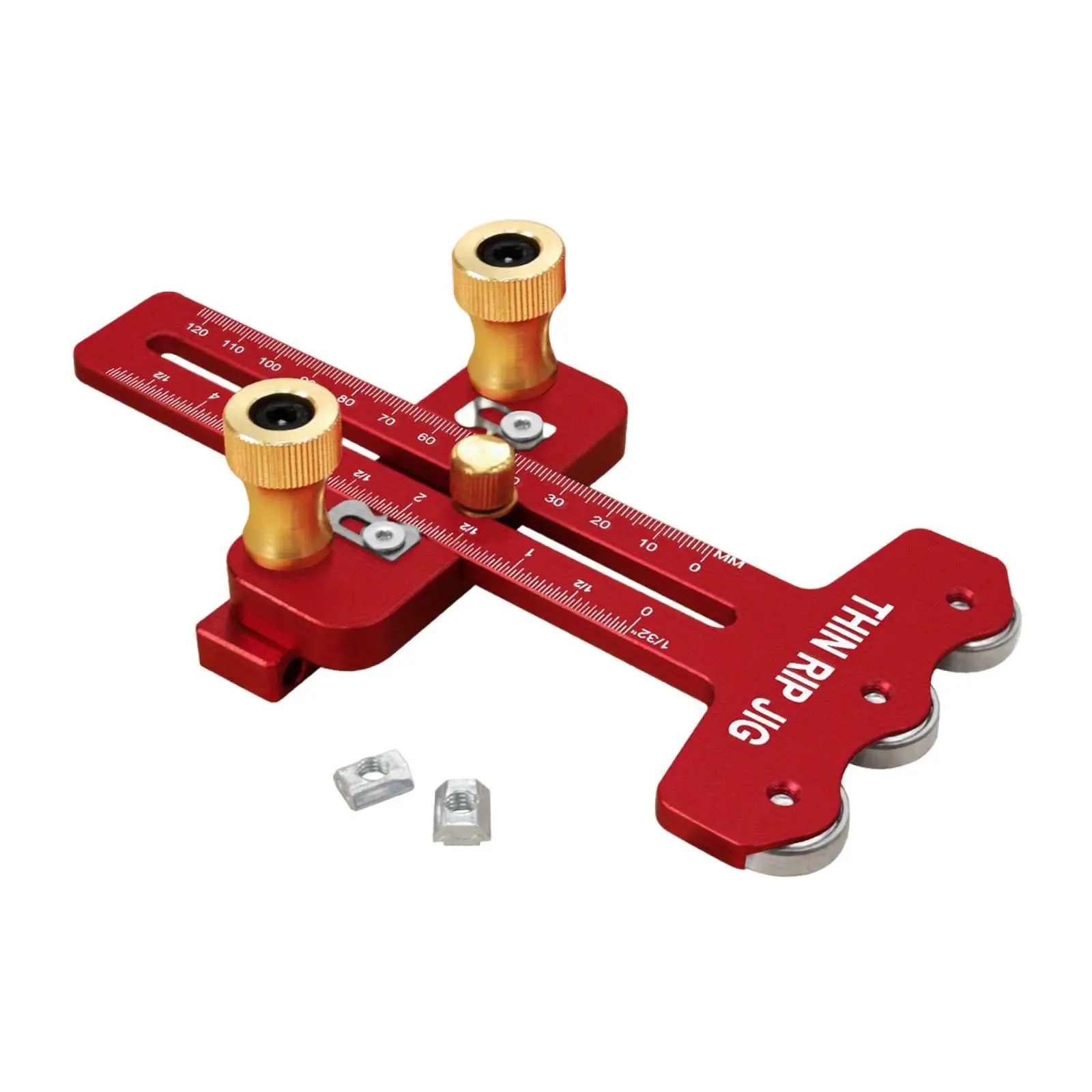 Accurate Adjustable Thin Table Saw Jig Guide Aluminum Alloy Three Roller Ripping Tool for Woodworking and Carpentry Tasks
