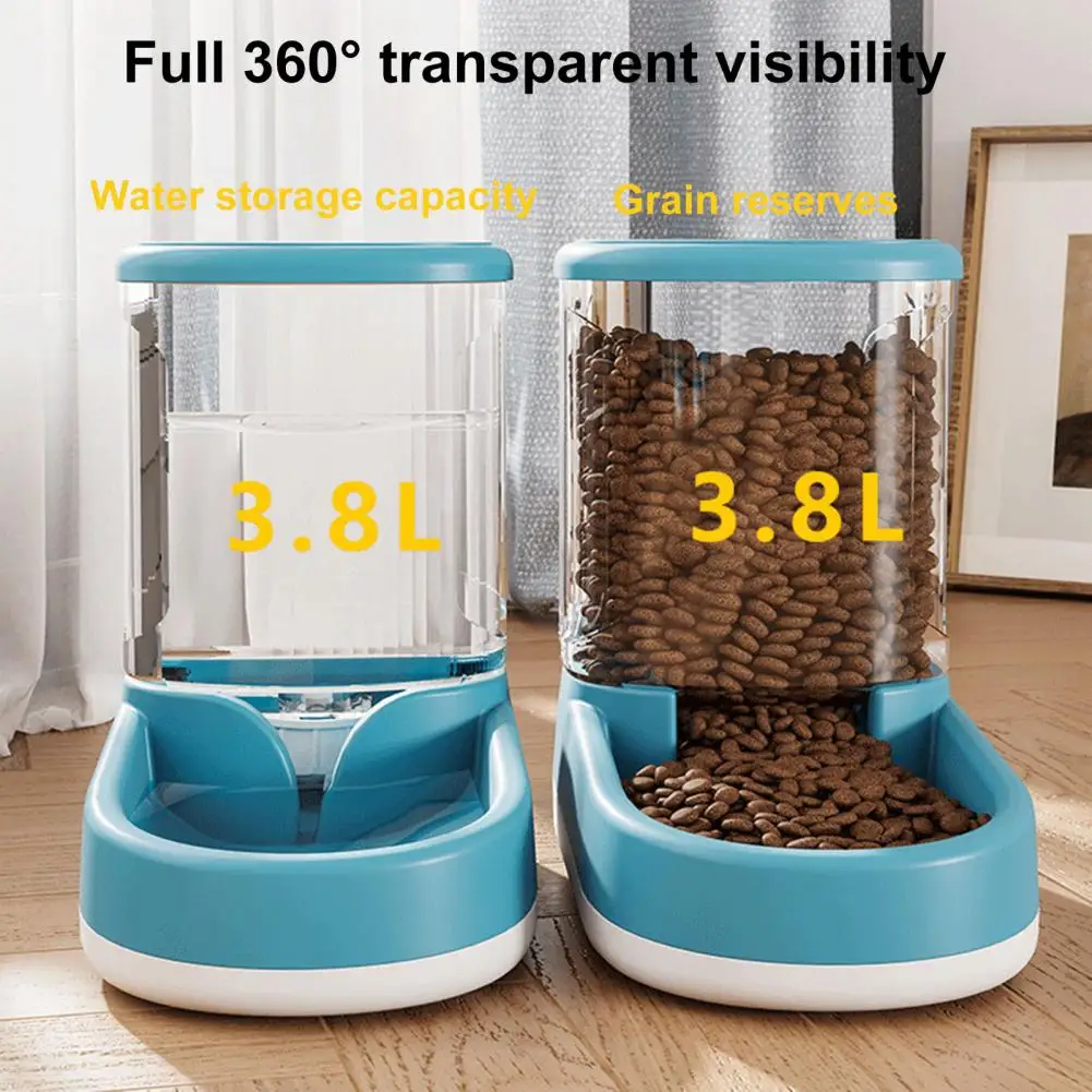 3.8L Gravity- Pet Water Dispenser Feeder Automatic Refill Food Bowl Safe Dust-proof Pet Feeder for Small Medium Pets Cats Dogs