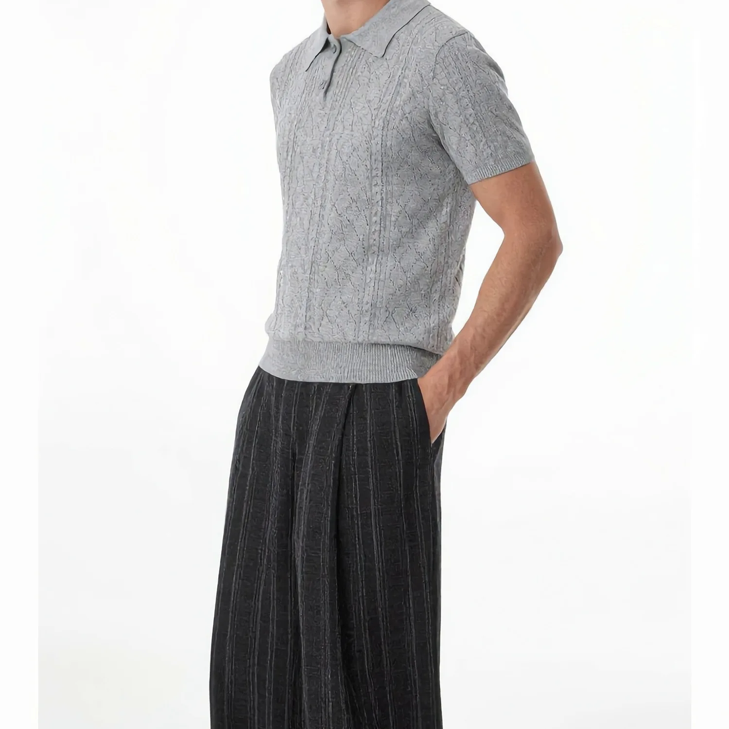 

Premium Jacquard Top High Wisdom T-Shirt Short Sleeve Half Sleeve