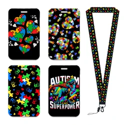 Autism Pattern Art Cartoon Anime Fashion Lanyards Bus ID Name Work Card Holder Accessories Decorations Kids Gifts