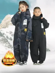 Kids Snowmobile Suits Motorcycle Riding Winter Keeping Warm Children's Thickened Waterproof One Piece Windbreaker